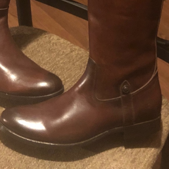 Frye-Melissa tab tall riding boots / color redwood - Picture 3 of 6